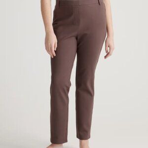 Quince Chocolate Brown Ultra-Stretch Ponte Straight Leg Pull On Pants Career L